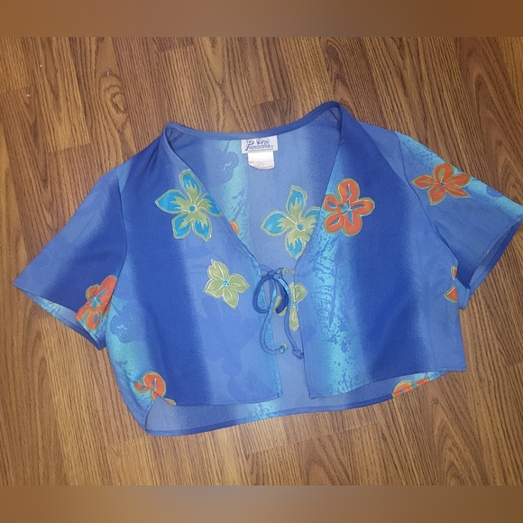 Vintage 80s Panache Floral Pleated Dress Blue Spring Size 14 Made in Canada A53 - Picture 8 of 15